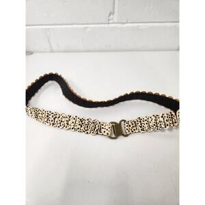 Cowhide/Hair On Hide Women's Animal Print Stretch Belt, Sz M/L, In Brown & Cream